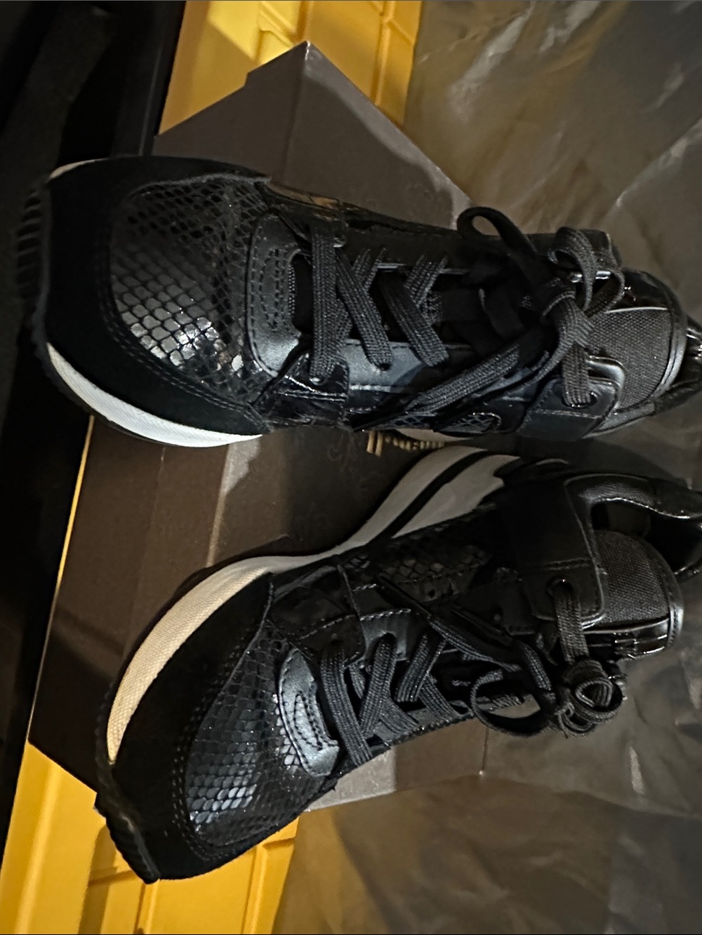 Michael Kors Black Mixed-Texture Lace-Up Sneakers - Picture 7 of 8